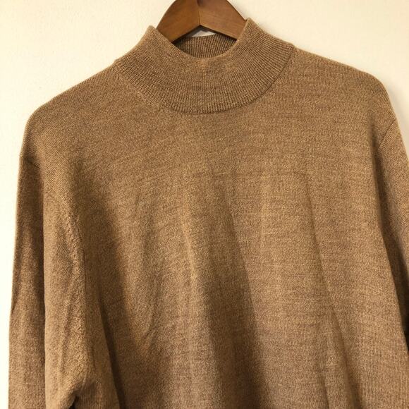 Jos A Bank Merino Wool Mock Neck Sweater Brown Quiet Luxury Minimalist Mens M - Picture 3 of 9